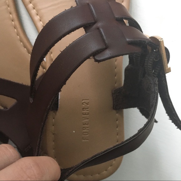 Forever 21 Brown Faux Leather Sandals Size 5/6 - Picture 3 of 4